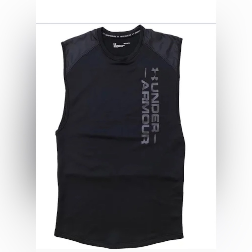 🆕Under Armour Black Men's Sleeveless Performance Tank with Vertical Logo